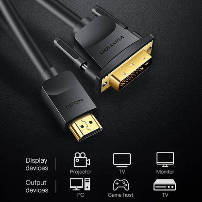 VENTION HDMI to DVI Cable Bidirectional DVI-D 24+1 Male to HDMI Male Adapter 5m