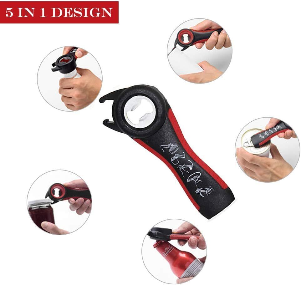 6 In 1 Multi Opener Kitchen Tool For Arthritis Assistance + 5 in 1 Bottle Opener - RLO Tech