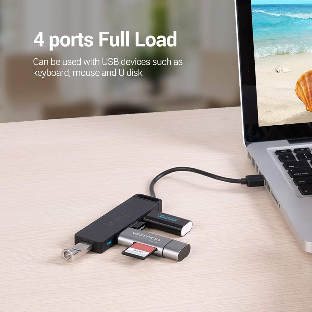 NEW VENTION Ultra Slim Extra Lightweight USB 2.0, 4-Port HUB With Charging Port - RLO Tech