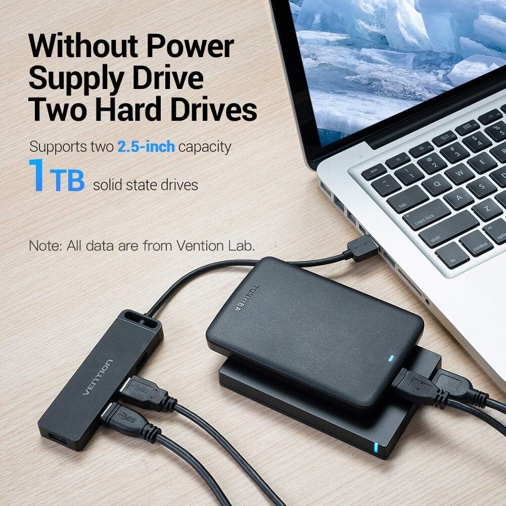 NEW VENTION Ultra Slim Extra Lightweight USB 2.0, 4-Port HUB With Charging Port - RLO Tech