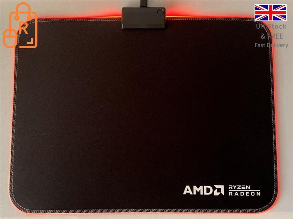 AMD RED LED GAMING MOUSE PAD - USB LIGHT-UP - ANTI SLIP (365 x 255 mm) - RLO Tech