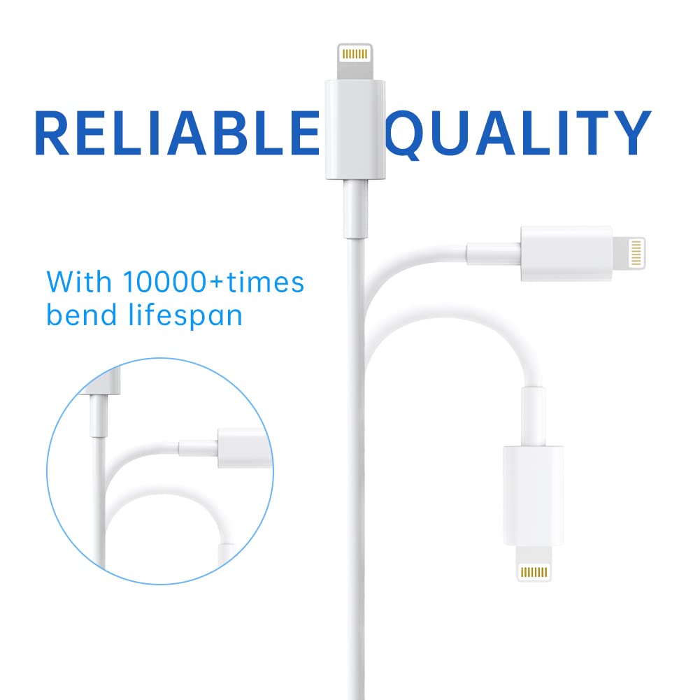 PEAPOLET iPhone Charger Cable, [Apple MFi Certified] Lightning Cables 2 Pack USB-A to Lightning Apple Long iPhone Cable Fast Charging for iPhone 14/13/12/11Pro/Max/XS/X/XR/8/7/6 iPad iPod (3.3 FT)