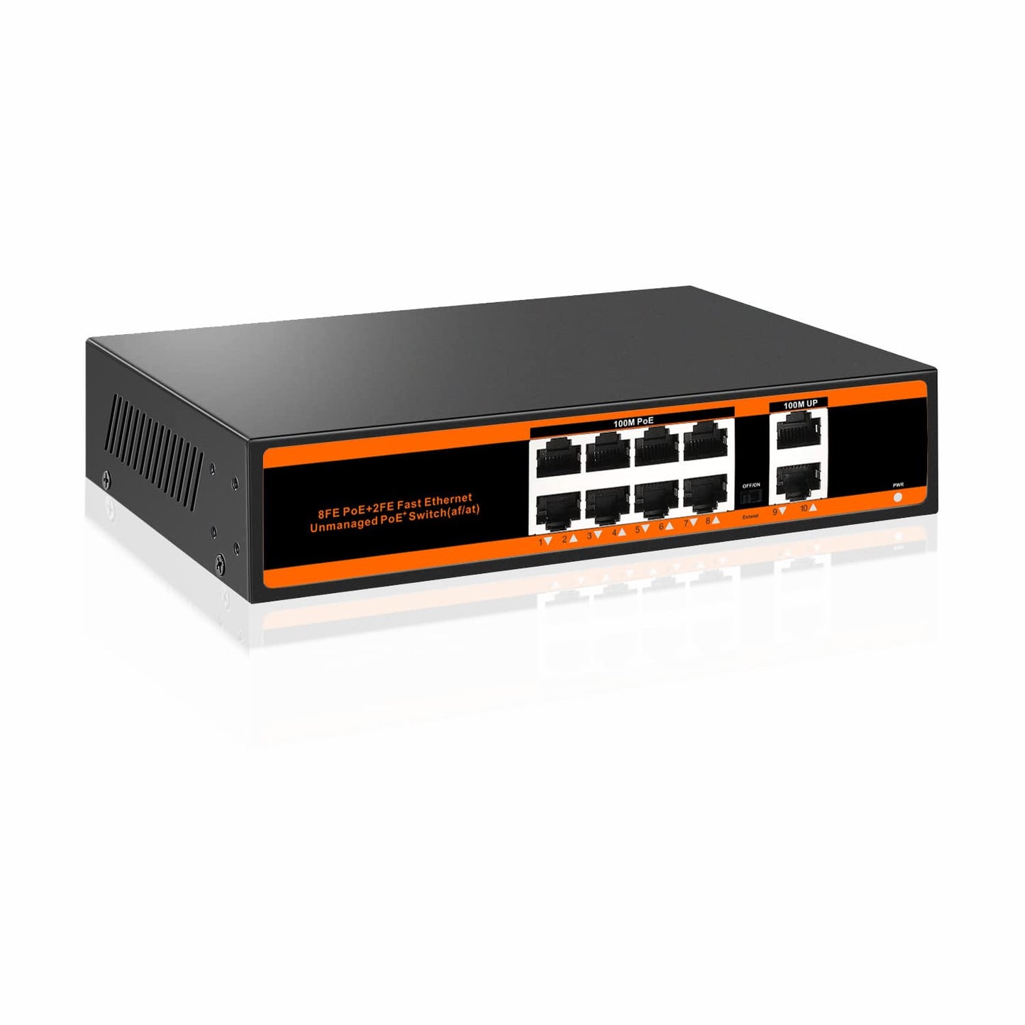 8-port 100Mbps PoE Switch with 2 UpLink ports 150W 802.3af/at Unmanaged