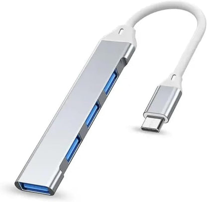 4 Ports USB Adapter Type-C to USB 3.0 Dongle Splitter Ultra Slim Space Silver