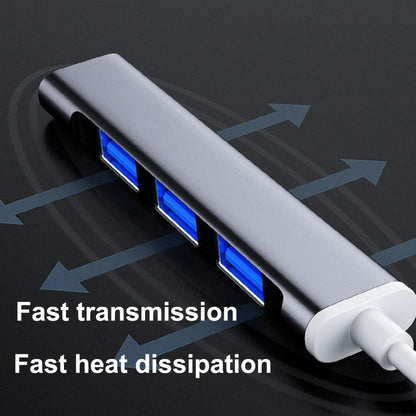 USB 3.0 Hub Aluminium Portable High Speed Multi USB Hub Splitter Adapter for PC