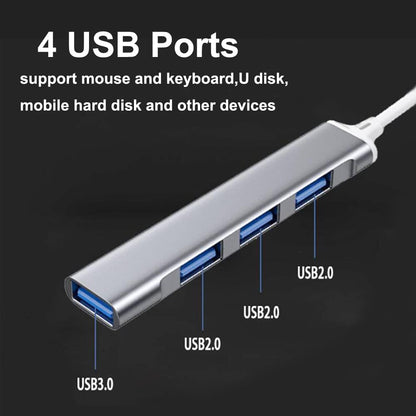 USB 3.0 Hub Aluminium Portable High Speed Multi USB Hub Splitter Adapter for PC