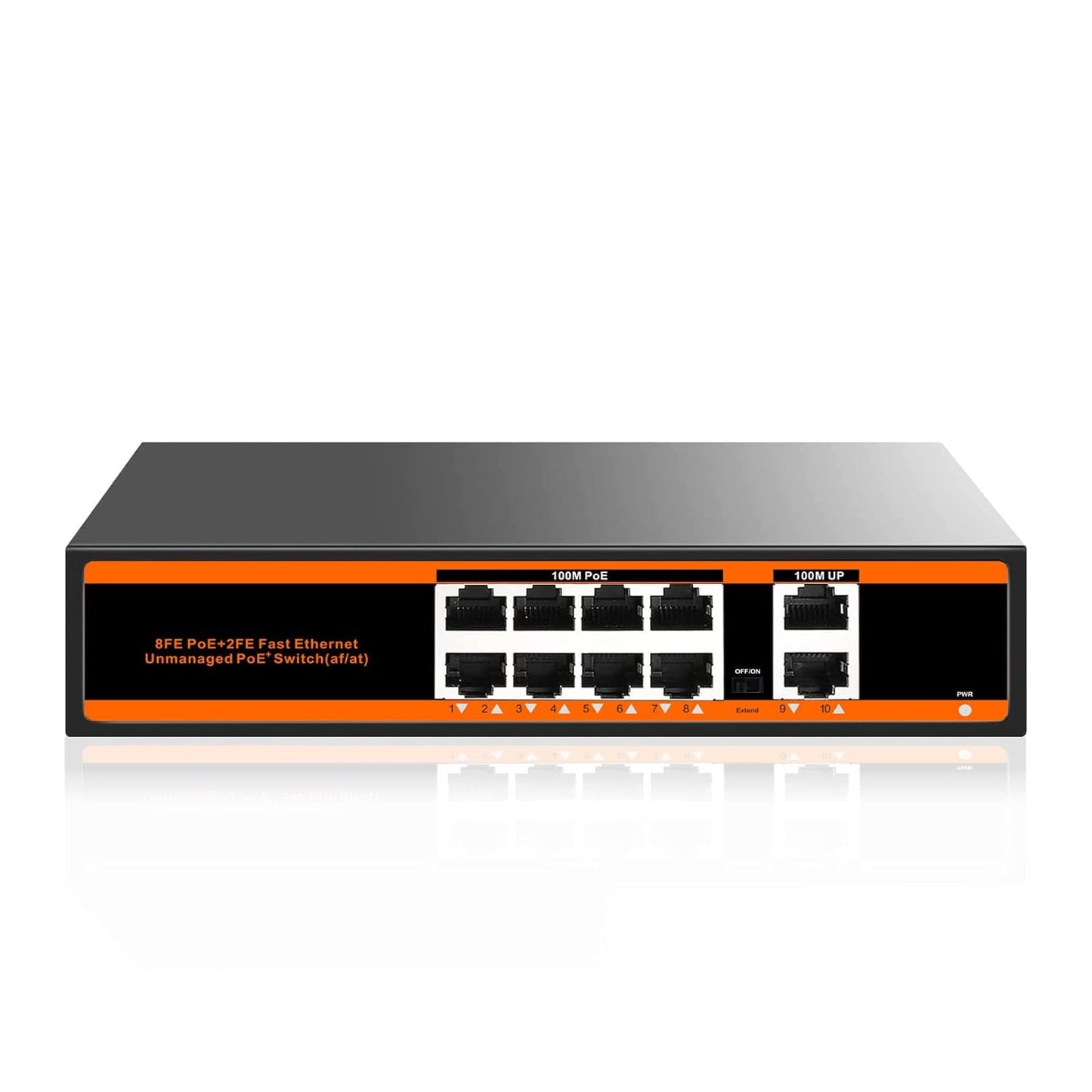 8-port 100Mbps PoE Switch with 2 UpLink ports 150W 802.3af/at Unmanaged