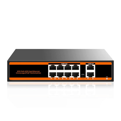 8-port 100Mbps PoE Switch with 2 UpLink ports 150W 802.3af/at Unmanaged