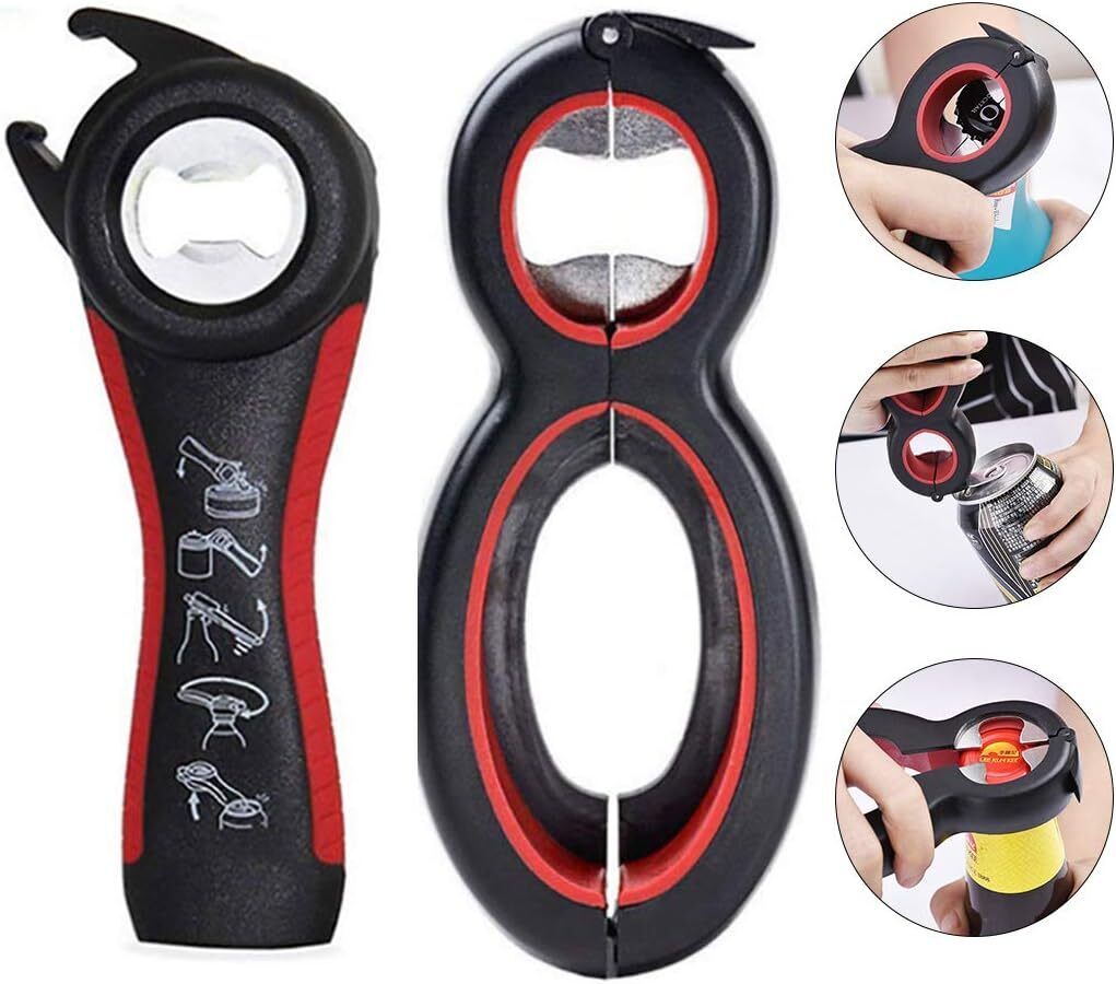 6 In 1 Multi Opener Kitchen Tool For Arthritis Assistance + 5 in 1 Bottle Opener - RLO Tech