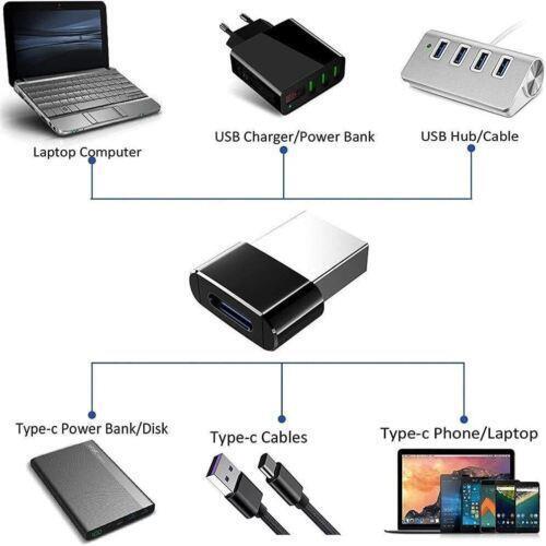 USB Type C Female to USB A Male Adapter Converter Charger Connector Plug - RLO Tech