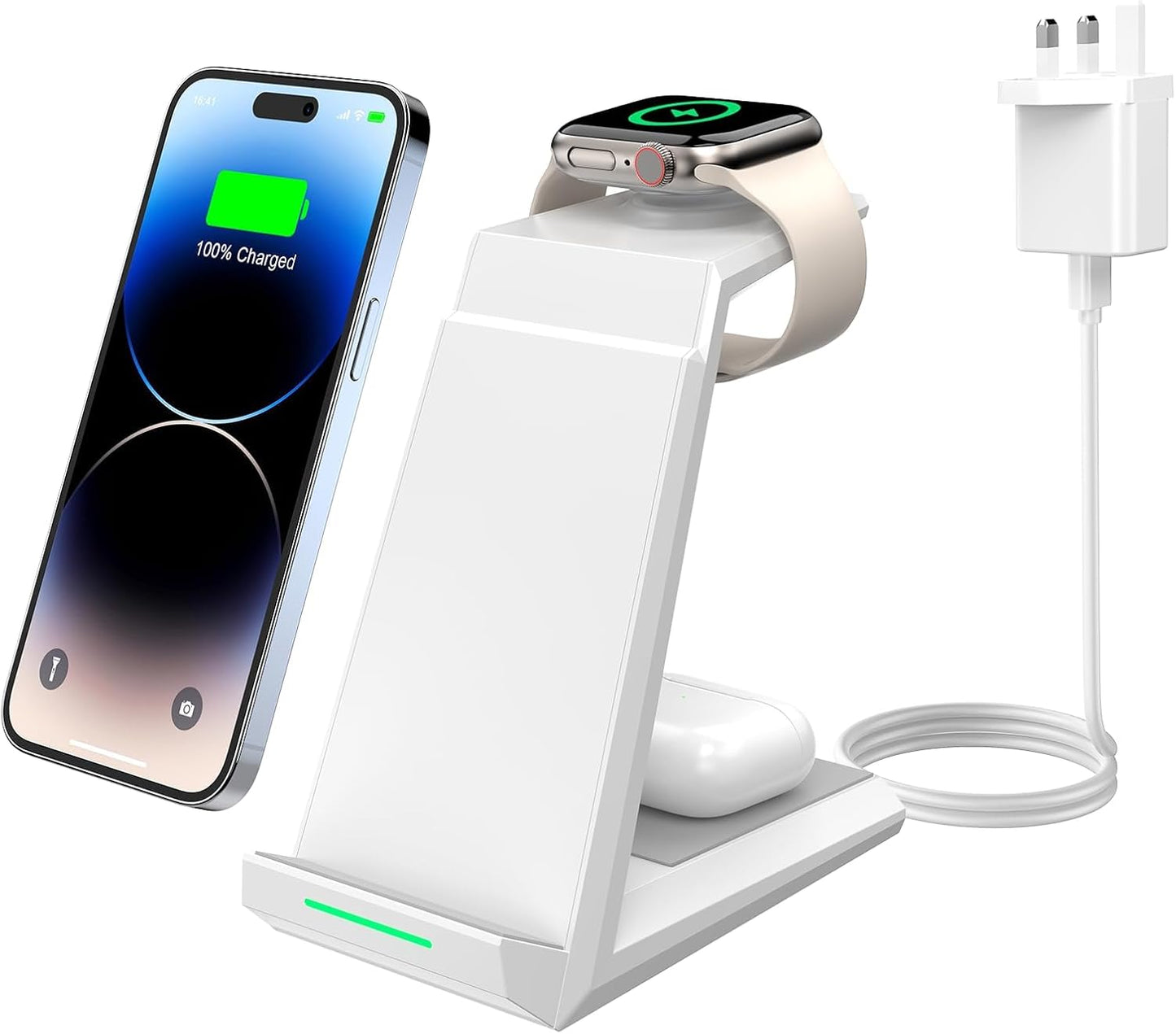 Mains Powered Wireless Charger 3 in 1 15W Fast Charging Station For iOS Products