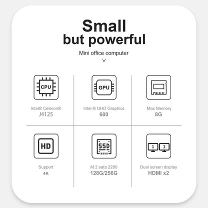 KUYIA Mini PC Mini Desktop Computer Windows 10 8GB RAM 128G SSD Celeron J4125