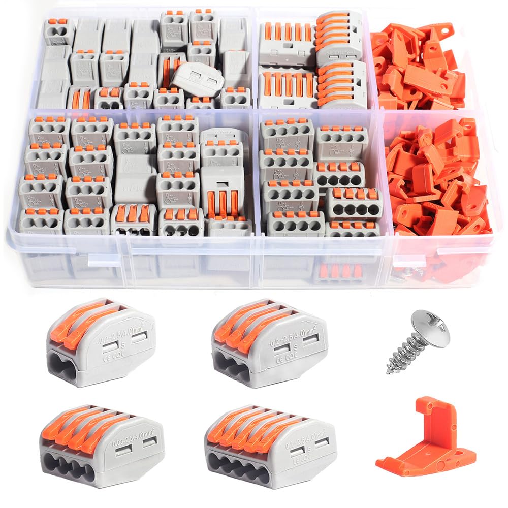 Compact Wire Assortment Pack Terminal Block Wire Push Cable Connectors 265pcs