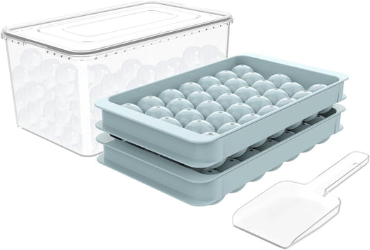 Ice Cube Trays With Container Scoop & Cocktail Book BPA Free Makes 66 Ice Balls