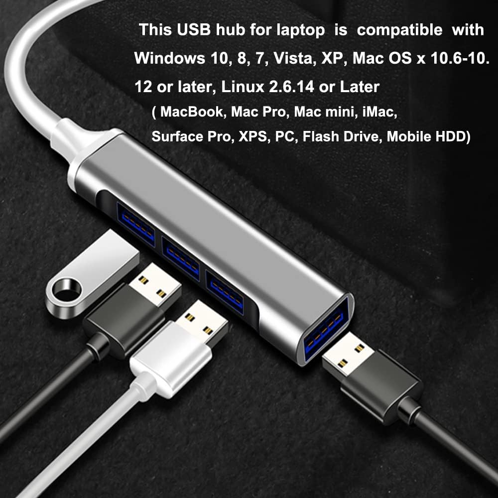 USB 3.0 Hub Aluminium Portable High Speed Multi USB Hub Splitter Adapter for PC