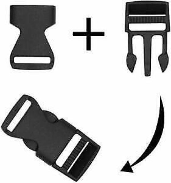 Delrin Side Release Buckles, 5 Sizes, for Webbing DIY Paracord Bracelets, Black - RLO Tech