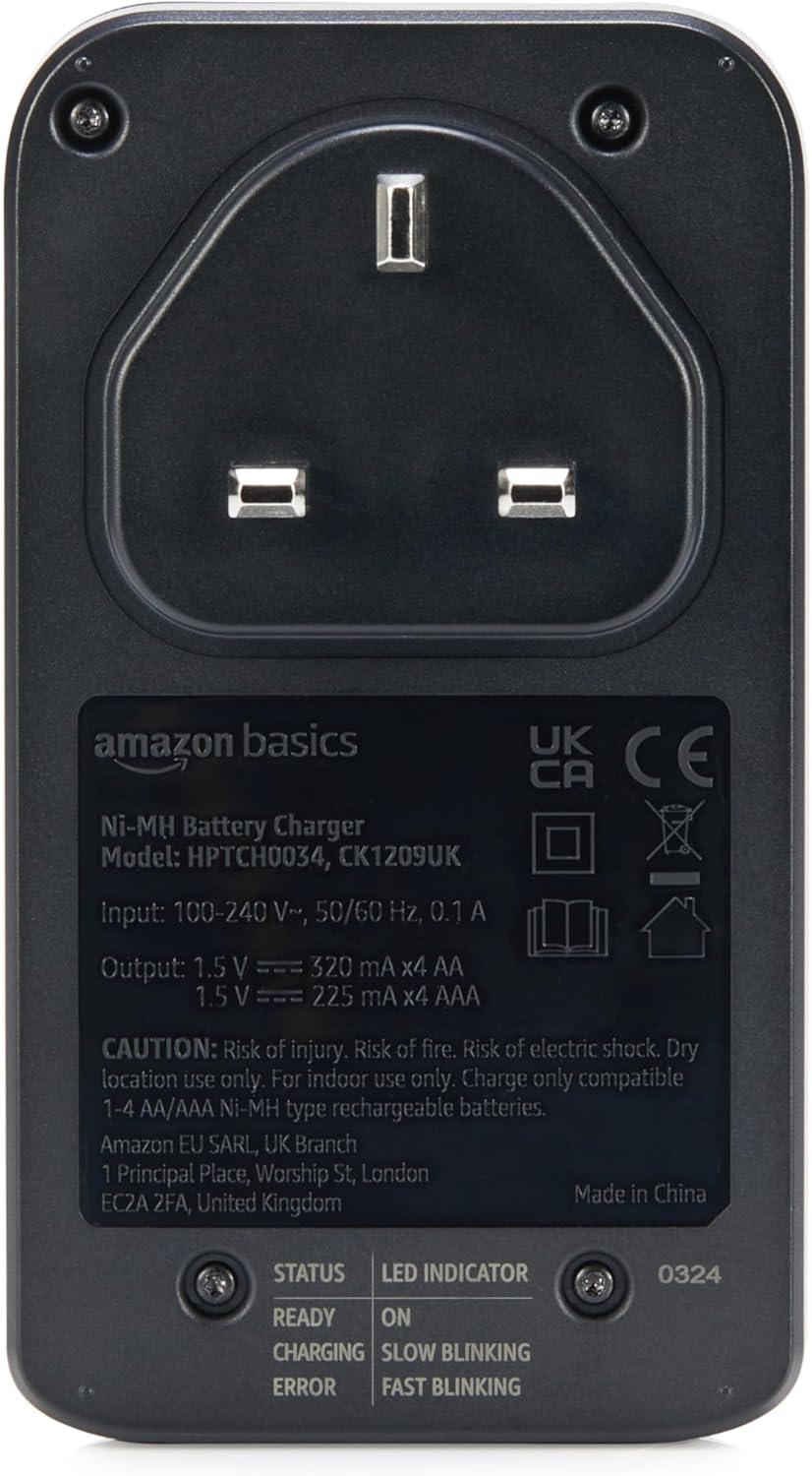 Amazon Basics Battery Charger for Rechargeable AA and AAA NiMh Batteries