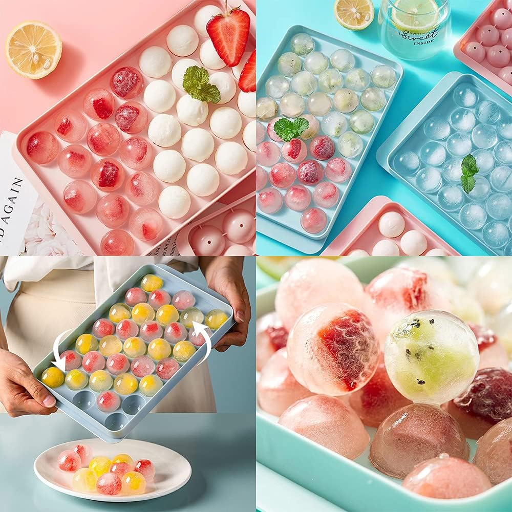 Ice Cube Tray With Container Scoop & Cocktail Book BPA Free Makes 66 Ice Balls