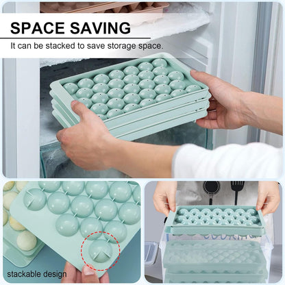 Three Ice Cube Trays 99 Ice Balls Includes Sealed Container With Tong And Scoop - RLO Tech