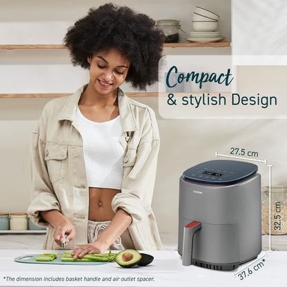 Smart Air Fryer Lite 3.8L 75-230℃ 7 Cooking Functions 1500W With Free Gifts Grey