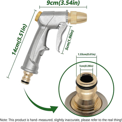 Garden Hose Spray Gun 100% Metal Spray Gun with Brass Nozzle 4 Spray Patterns