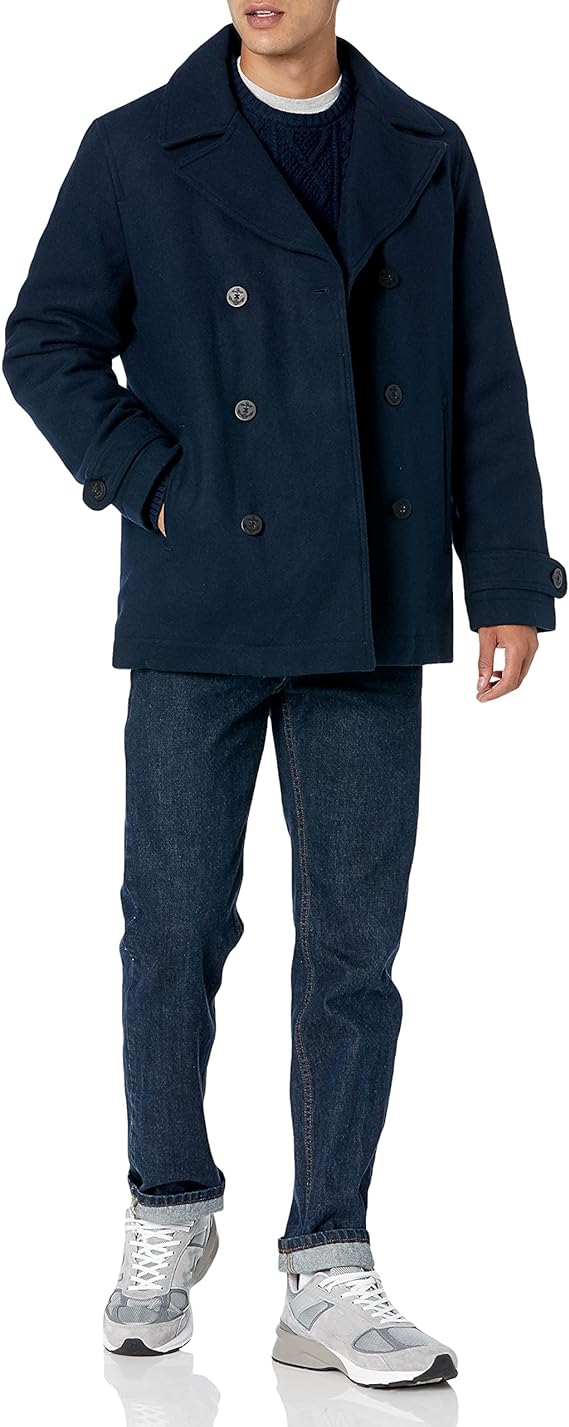 Men's Heavyweight Wool Blend Peacoat Classic Modern Style Keep Warm This Winter - RLO Tech