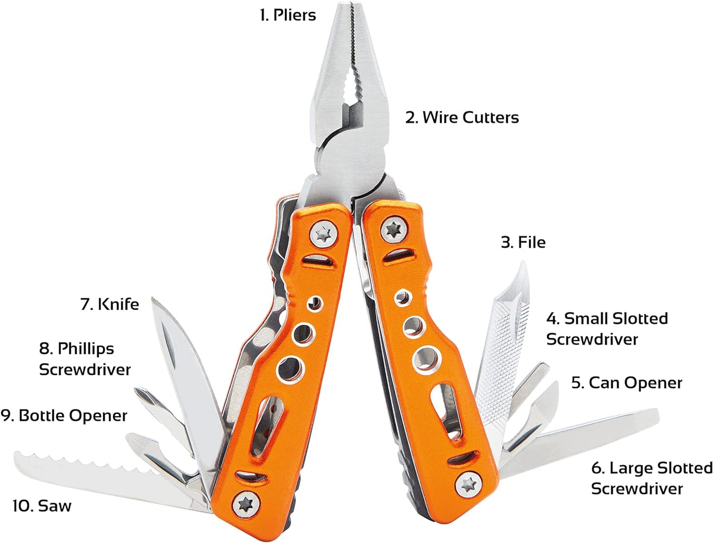 Milestone Compact Multi Function Camping Tool - Orange, 6.8 x 3.1 x 1.4 cm