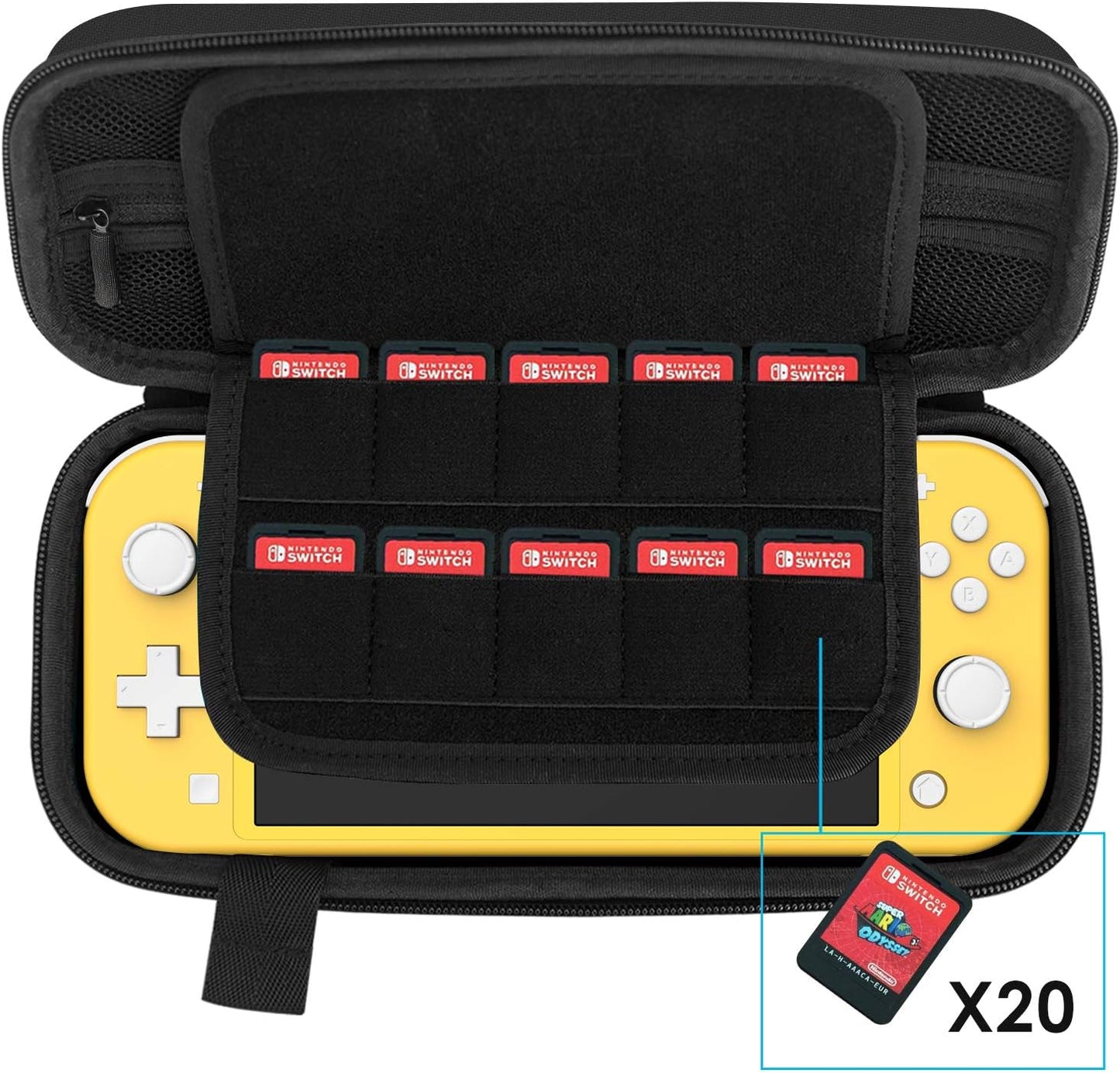 JETech Carrying Case Nintendo Switch Lite 2019 20 Game Cartridge Holders Black