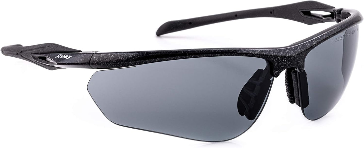 RILEY Cypher Eye Protection Safety Glasses for Work Cycling Running Hiking Grey