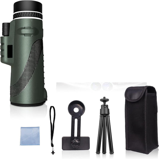 80x100 Monocular-Telescope Low Night Vision High Definition & Smartphone Adapter