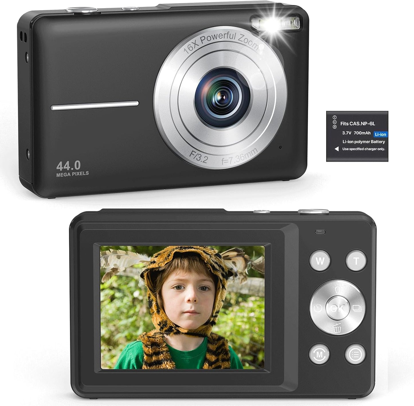 44MP HD Compact Digital Camera with 2.4" Screen 16X Digital Zoom + Accessories