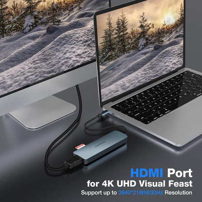 USB C Hub Adapter Mac Windows iPad Pro Adapter 6 in 1 with 4K HDMI Output