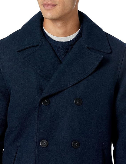 Men's Heavyweight Wool Blend Peacoat Classic Modern Style Keep Warm This Winter - RLO Tech