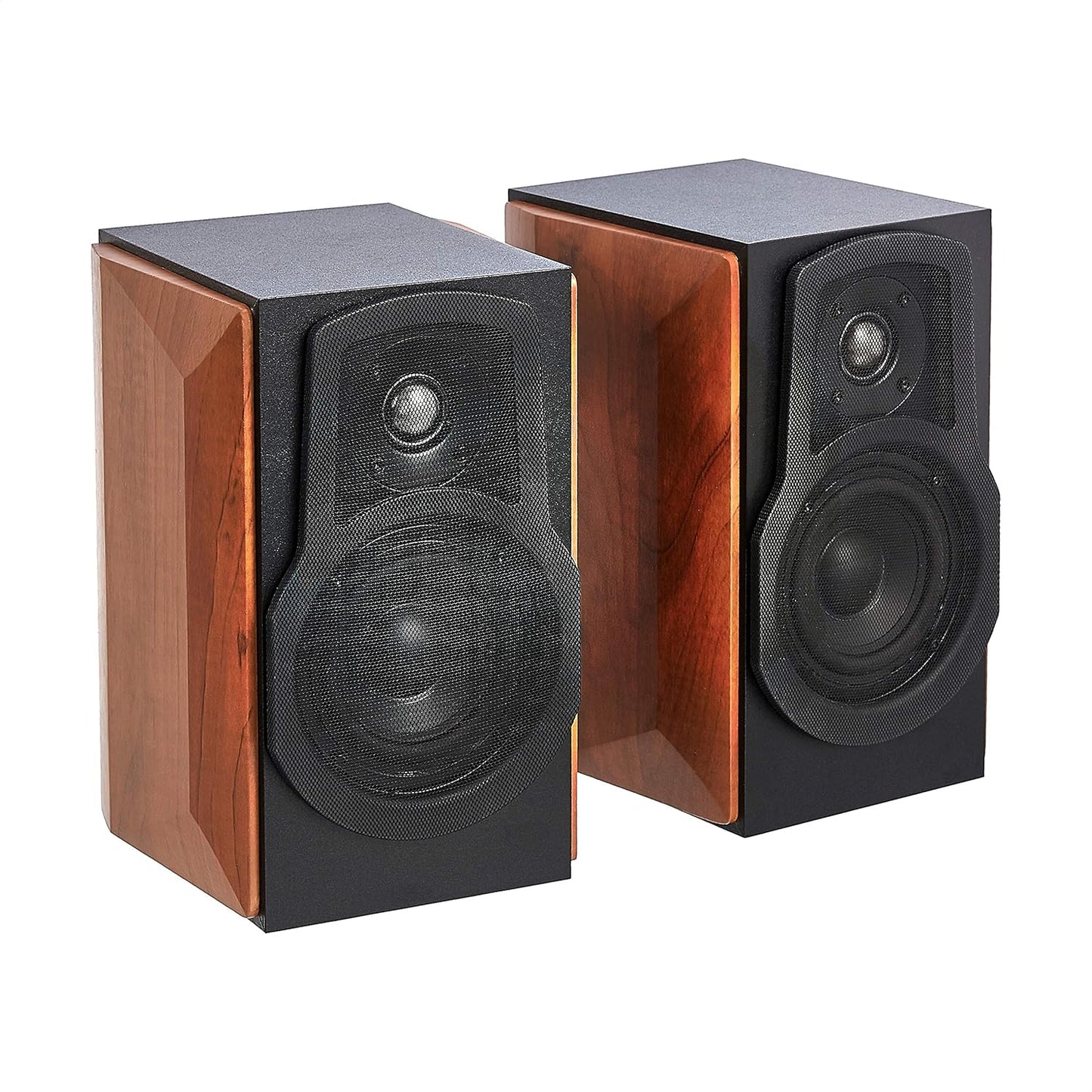 Bookshelf Speakers With Passive Speaker, 50W, 50-20KHz, Set of 2, Wood & Black