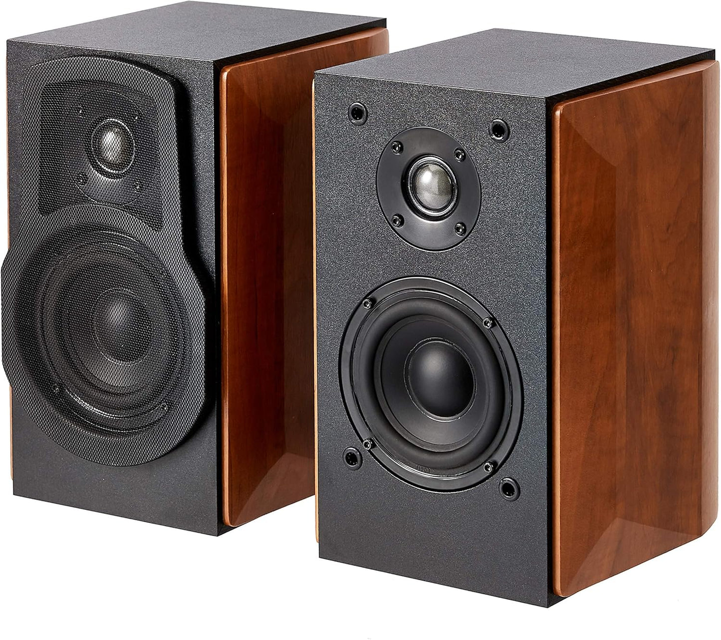 Bookshelf Speakers With Passive Speaker, 50W, 50-20KHz, Set of 2, Wood & Black