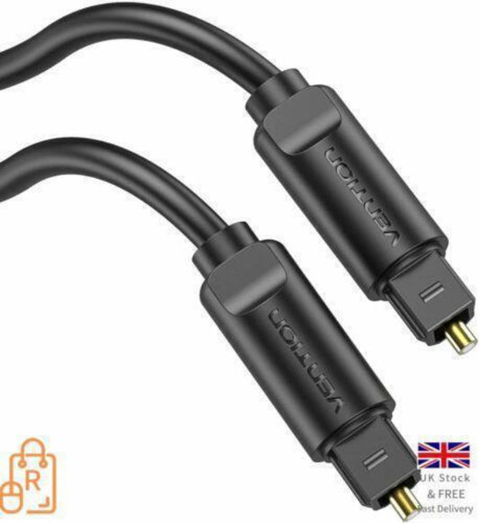 5m Gold Plated Fibre Optic Toslink Digital Audio Cable TV DVD HDTV HIFI UK - RLO Tech