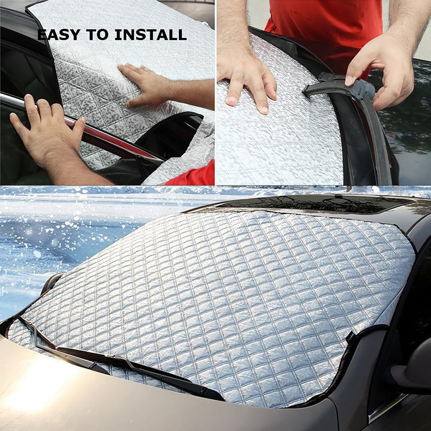 Car Windshield Cover Heavy Duty Protective Windscreen Cover - Snow Ice Frost Sun