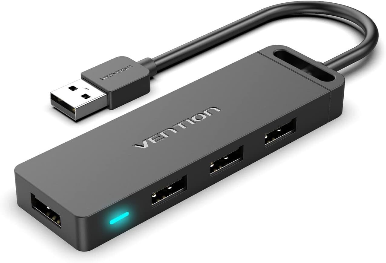 NEW VENTION Ultra Slim Extra Lightweight USB 2.0, 4-Port HUB With Charging Port - RLO Tech