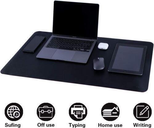 Multifunctional Office Desk Protector Faux Leather, 90cm * 43cm - Black / Red - RLO Tech