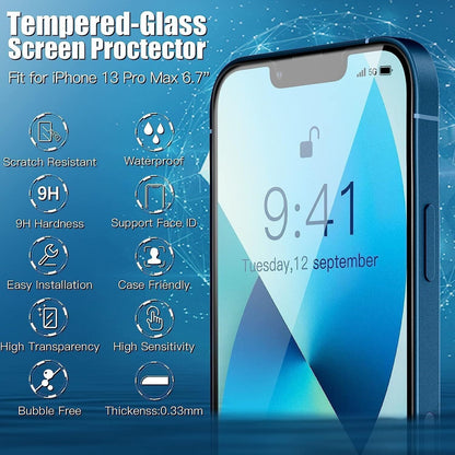 Screen protector for iPhone 14 Plus & iPhone 13 Pro Max Tempered Glass 3 pack - RLO Tech