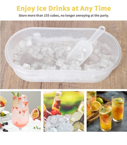 Ice Cube Trays with Lid and Storage Bin Easy Release Makes 66 Cubes - Yellow