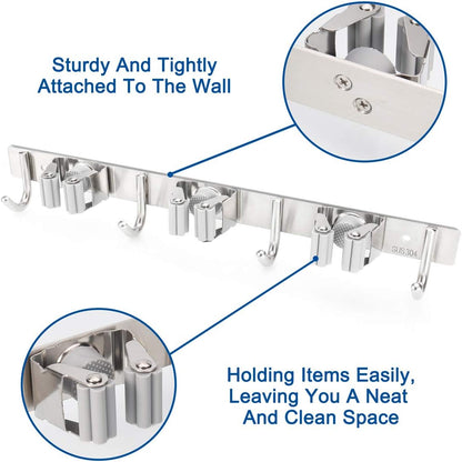 Premium Wall Mounted Organizer for Kitchen Garage Utility Office 3 Racks 4 Hooks