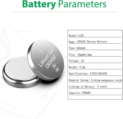 LiCB CR2450 CR 2450 3V Battery 5 Pack