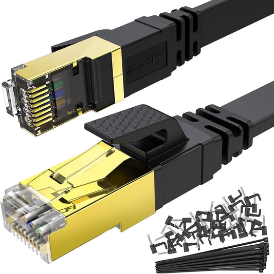 Cat 8 Flat Ethernet Network Cable 8M Alaser High Speed 40Gbps 2000Mhz Gigabit - RLO Tech