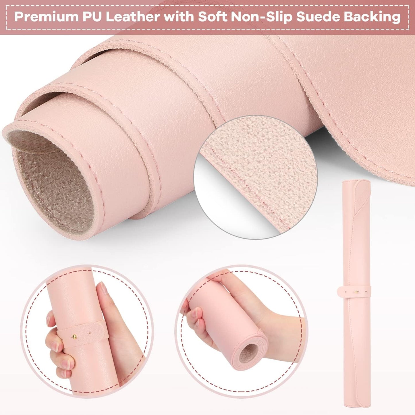 Desk Mat Waterproof Desk Pad Premium PU Leather Colour Pastel Pink 80 x 40